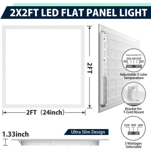 Allsmartlife 2x2 LED Flat Panel Light 6-Pack, Dimmable, 5CCT Options (3000K-6000K), 24W/30W/40W, Back-Lit 2x2FT LED Troffer Light Drop Ceiling for Commercial Office, ETL
