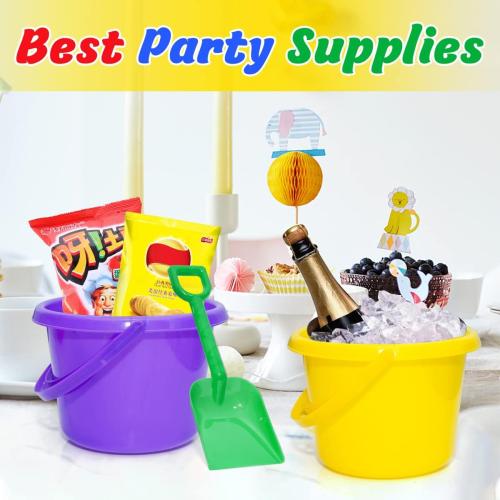 12 Pack Sand Buckets and Shovels for Kids 7.48 Inches | Beach and Sand Toys at The Beach | Use for Sand Molds at The Sandbox -12 Pail and 12 Shovel Set