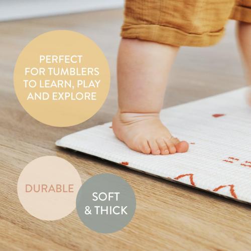 Baby Play Mat for Infants | One-Piece Reversible Foam Floor Mat | Large | Eco-Friendly | Extra Soft | Thick | Non-Toxic | Toddlers | Kids (Boho Desert/Pink Aminal Jungle, Large)