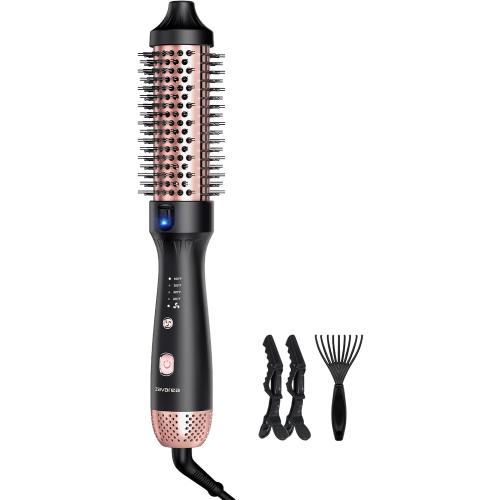 zavarea Thermal Brush, 1.5 Inch Heated Round Curling Brush, 800M Negative Ions Ceramic Stylers for Less Frizz, 4 Temp Set, Dual Voltage for Travel, Easy Use Boosts Shine