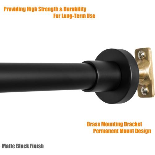 Artiwell Heavy Duty Shower Rod, Adjustable Shower Curtain Rod, Expandable 47-84 Inch, Permanent Mount Shower Rod, Never Rust Stainless Steel For Window Curtain and Closet, Matte Black