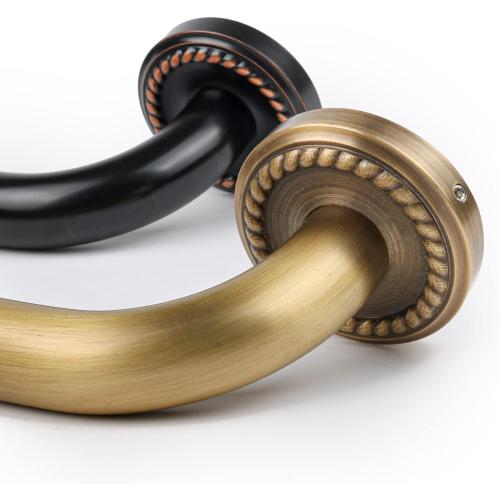 Size 20 Inch Anti Slip Bronze Shower Grab Bar Polished Gold,ZUEXT Antique Brass Bathroom Grab Bar, Knurled Bathroom Balance Bar, Safety Hand Rail Support Handicap Elderly Injury Senior Assist Bath Handle