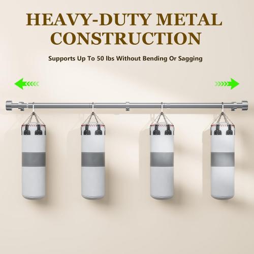 2 Pack Curtain Rods for Windows 32-60 Inch, 1 Inch Adjustable Silver Curtain Rod Set with Brackets, Easy Install