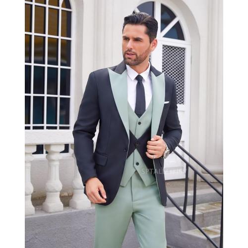 Size XL ..Men's Tuxedo 3 Piece Slim Fit Suits Blazer Jacket Layered Waistcoat and Pants Suit Set for Dinner Prom Wedding