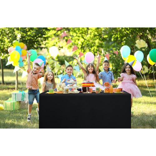 homing 2 Packs Rectangle Fitted Tablecloth, 6 Foot Washable Fabric Table Cloth, Waterproof Polyester Table Cover for Party, Trade Show, Outdoor and Indoor (Black, 30 x 72)