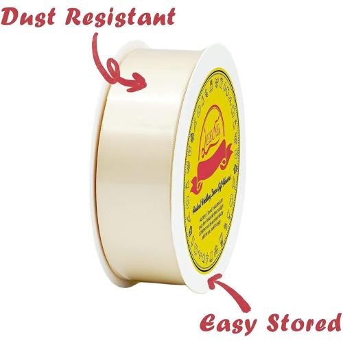 Double Face Ivory Satin Ribbon 1-1/2 inch X 50 Yards Polyester Ivory Ribbon 2 pack