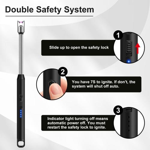 LcFun Candle Lighter with 360° Flexible Neck & Safety Lock, Windproof USB Rechargeable Electric Lighter Gift Sets, Flameless Arc Long Lighters Matches for Grill, BBQ, Camping, Fireplace, Stove