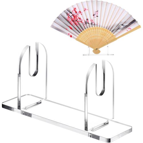 Roowest 2 Pcs Acrylic Fan Display Stand Folding Clear Fan Holder Easel Japanese Chinese Hand Fan Stand Foldable Handheld Fan Display Stand Base Fan Organizer