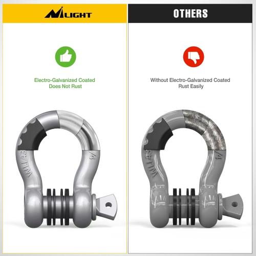 Nilight 2 Pack 3/4 D-Ring Shackle with 7/8 Screw Pin 41,887lbs Break Strength, Heavy Duty Off Road Recovery Shackle with Isolators Washers for Use with Tow Strap, Winch, Off-Road Jeep Truck Vehicle