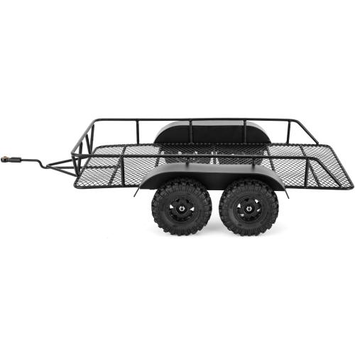 INJORA RC Trailer for Hauling Behind Car - Metal Hitch Mount Trailer for 1/18 RC Crawler TRX4M Defender Bronco K10 High Trail F150, 543g/each