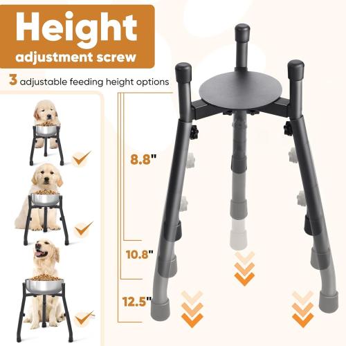 Elevated Dog Bowls, Adjustable Metal Raised Dog Bowl Stand For Medium & Large Dogs, Raised Dog Bowl,Dog Bowl Stand,Dog Food Bowl Stand,Adjustable Wide 6.3-10.2,3 Height Adjustment(Bowl Not Included) (W 6.3-10.2, H 8.8'',10.8,12.5, 1 PACK)