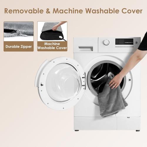 EHEYCIGA Heated Cat Bed Indoor, Adjustable Temperature Dog Cat Heating Pad with Timer, Chew Resistant Cord, Waterproof for Winter, Grey