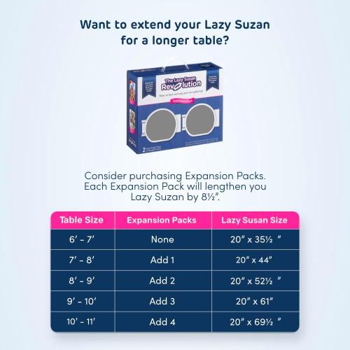 Light Gray- The Lazy Susan Revolution - The First Patented Lazy Susan Turntable Expandable for Rectangular & Oblong Tables - Kitchen & Dining Tables - Great Gift! Parties & Gatherings