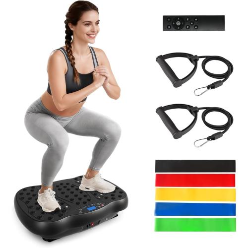 Vibration Plate Exercise Machine, 10 Auto Modes/200-Levels Vibrating Plate for Lymphatic Drainage Weight Loss, 450lbs Capacity Whole Body Shake Plate for Women & Men