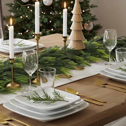 2Pcs Norfolk Pine Garlands, Real Touch Natural Winter Pine Christmas Garland, 6FT Artificial Greenery Garland for Mantle, Wall, Indoor, Outdoor Christmas Decorations Porch Decor