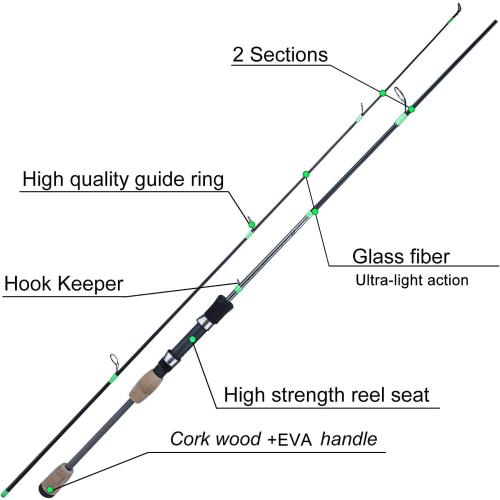 Sougayilang Flexible Fishing Rods, Spinning Rods & Casting Rods, Lightweight Trout Rods 2 Pieces Cork Handle Crappie Fishing