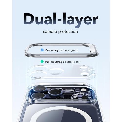 ESR for iPhone 17 Pro Max Case with Stash Stand, Camera Control Cover Compatible with MagSafe, Military-Grade Drop Protection for iPhone 17 Pro Max Phone Case, Scratch-Resistant Back Cover, Clear