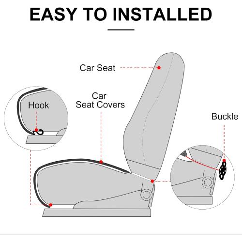 surpassme 2 Comfortable Car Seat Covers Universal Front Seat Coves for Car Accessories with Storage Pockets, Padded Car Interior Covers for Automotive, SUV, Truck, and Van (Grey)