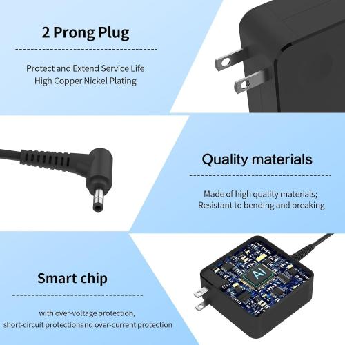65w 20V 3.25A Ac Charger fit for Lenovo IdeaPad 3 5 Flex 4 5 6 1470 1480 1570,Ideapad 110 110s 310 320 330 330s 520 530s 710s S145 Yoga 720 710 330 Series ADLX65CDGU2A Laptop Power Adapter Cord