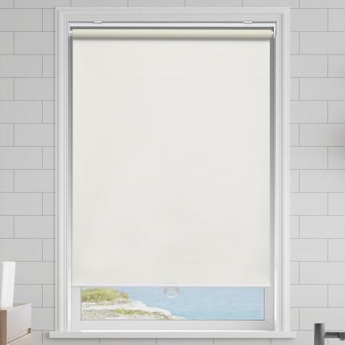 AOSKY Cordless Roller Shades Blackout Blinds for Windows Room Darkening Rolled Up Shades with Spring System, UV Protection Window Shades Door Blinds for Home and Office (50 W x 72 H, Ivory White)