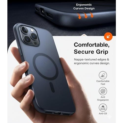 TORRAS Stronger Magnetic & Shockproof for iPhone 13 Pro Case Matte Black | Fit for MagSafe, 12FT Military Grade Drop Tested, Anti-Scratch & Anti-Fingerprint, Slim Protective Translucent Matte Silicone