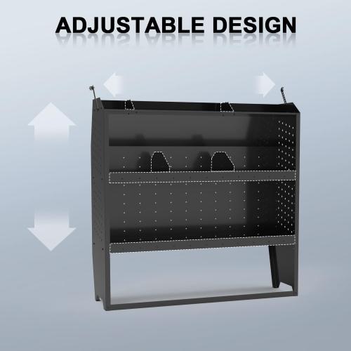 StarONE Cargo Van Shelving Storage Fit for Transit Connect 2014 ,NV200,Chevy City Express, Promaster City w/Hooks,Black,Steel,42 W x 43 H x 13 D