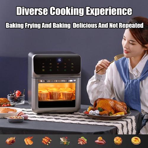 Bluebow Air Fryer 12QT Convection Oven with 10-in-1 Multi Function, Visible Window and Touchscreen, Black