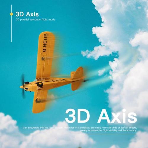 RC Plane Upgrade 5 Channels 3D/6G J3-CUB RC Airplane for Adults 1406 Brushless Motor Outdoor Stunt RC Glider with Spare Propeller and 2 Batteries (Yellow)