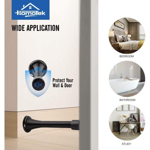 HOMOTEK 20 Pack Black Spring Door Stops,3-1/8 Heavy Duty Door Stop - Flexible Spring Door Stopper with Low Mounted Black Rubber Bumper Tips