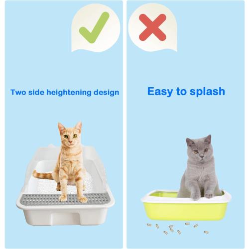 Open Cat Litter Box with High Side,Heightening Anti-Splashing Cats Litter Pan,Kitten Toilet with Litter Sifting Scoop,Semi-Enclosed Removable Kittens Litter for Easy to Clean Boxes No Odor