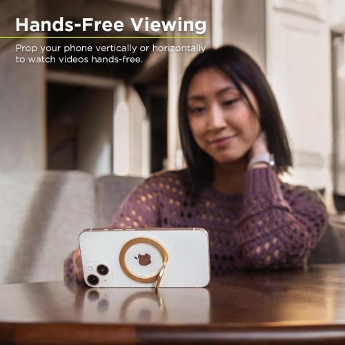 PureGear Magnetic Phone Grip Ring Stand, Magnetic Phone Ring Holder for MagSafe iPhone Air, 17, 17Pro, 17ProMax, 16, 16Pro, 16Plus, 16ProMax, 15, 15Plus, 14, 13, 12, Adjustable Kickstand (Gold)