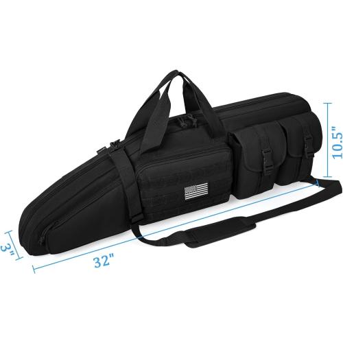 Color green Soft Double Shotgun Rifle Case 32/38/42/46/52/55 Long Rifle Bag for Hunting Shooting Range, Firearm Transportation, With Multiple Magazine Holder Pouches