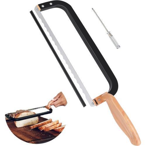 Bread Knife for Homemade Bread Bow Knife 16, Bread Saw Sourdough Slicer Aluminum Alloy Sourdough Cutter Suit for Left & Right Handed People to Cut Baguettes Vegetables Fruits 1Count