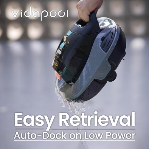 Orca Cordless Robotic Pool Vacuum Cleaner,Portable Auto Swimming Pool Cleaning Self-Parking Technology with LED Indicator,Ideal for Above Ground/Flat Pools up to 860 Sq.Ft,Lasts 90 Mins Grey