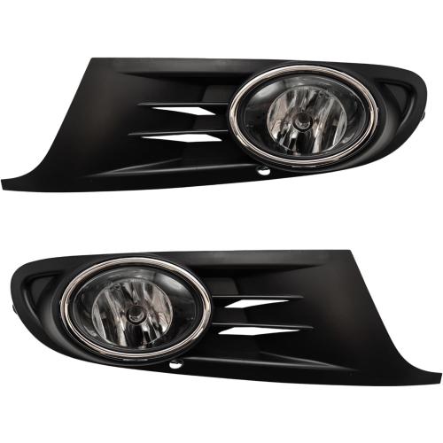 Fog Lights Fit For MK6 2010-2014 Golf Jetta TDI Sportwagen Chrome Black Bezel Kit (OE Style Clear Lens with Wires, Bulbs, Bezels)
