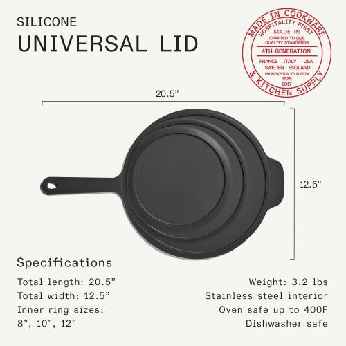 Made In Cookware | Frying Pan Silicone Universal Lid | 9 in 1 Design Fits Multiple Pans | Oven Safe 400F | Graphite