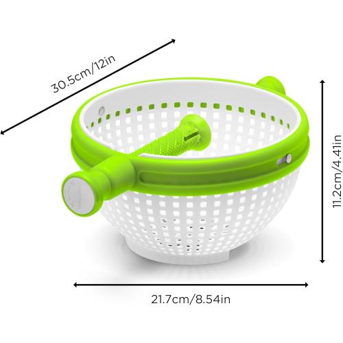 Dreamfarm Spina 2-In-1 Easy-To-Use, Collapsible Salad Spinner & Straining Colander for Salad, Fruit, Vegetable, Lettuce - White/Green