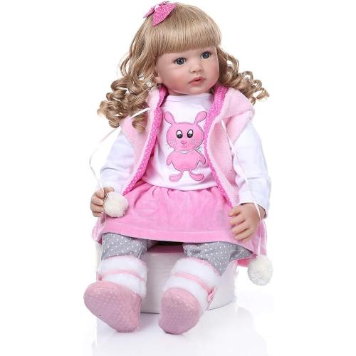 Pinky Reborn Lovely 24inch Reborn Baby Doll Realistic Real Looking Reborn Toddler Dolls Lifelike Soft Child Growth Partner Lovely Birthday Xmas Present