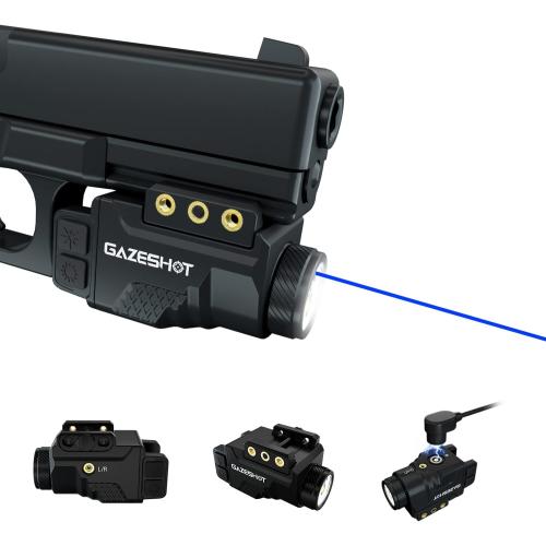 Mini 700 Lumen Pistol Light Laser Combo Weapon Light Tactical Flashlights, Magnetic USB Rechargeable with Blue Beam Sight and Strobe Mode for GL and Picatinny Rail