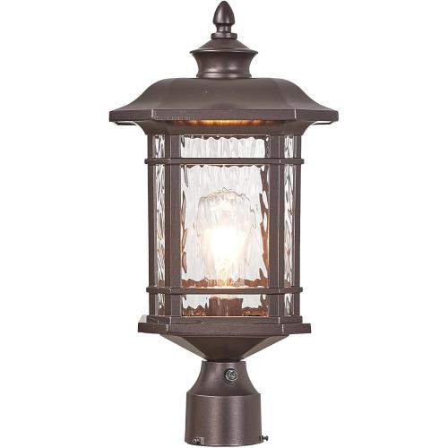 Dusk to Dawn Lamp Posts Outdoor Lighting Waterproof Outdoor Post Lights with Water Ripple Glass 16.5 Inch Height ORB Finish Lamp Post Light Fixture for Yard Patio Pathway Garden E26 Socket