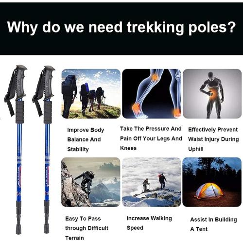 Aihoye Hiking Trekking Poles, 2 Pack Collapsible, Lightweight, Anti Shock, Walking Sticks, Adjustable Hiking Pole for Men and Women