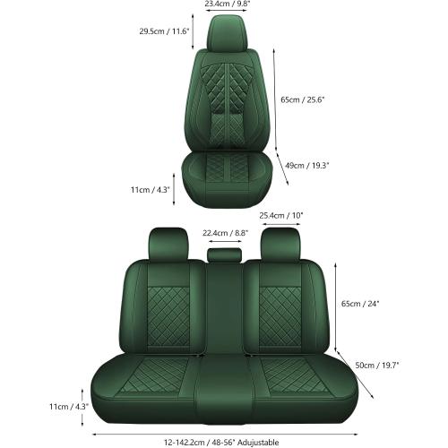 otoez Car Seat Covers Full Set, Universal Leather Seat Cover 5 Seat Waterproof & Breathable Automotive Seat Protector Full Coverage for Cars Sedens, Trucks, SUVs, Vans (Green)
