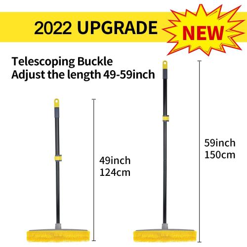 Pet Hair Broom Rubber Broom 59 Long Handle with Build-in Squeegee for Sweeping Hardwood Floor Tile