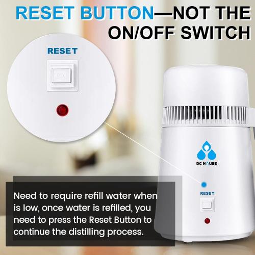 DC HOUSE 1 Gallon Water Distiller Machine, 750W Distilling Pure Water for Home Countertop Table Desktop, 4L Distilled Water Making Machine to Make Clean Water for Home…