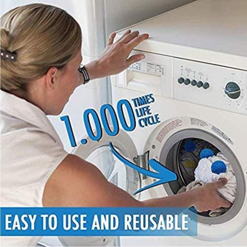 Laundry Dryer Balls - 4 Pack Reusable Fabric Softener Alternative (Blue)