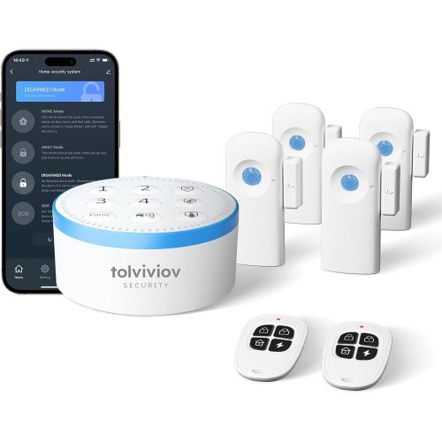tolviviov Alarm System Wireless, DIY Door Alarm System for Home Security, Smart App Alerts, 7-Piece Kit, No Monthly fee, WiFi Alarm, Door Window Motion Sensor, for Home Security, and Kids Safety