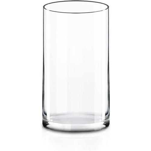 CYS Excel Large Glass Cylinder Vase (H:16 D:8) Flower Vase Centerpieces Hurricane Floating Pillar Candle Holder Terrarium Planter
