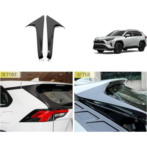 Car Accessories Compatible with Toyota RAV4 2025 2024 2023 2022 2021 2020 2019 Rear Spoiler Wing Side Cover Window Sill Pillar Frame Molding Trims ABS 2PCS(Glossy Black Style)