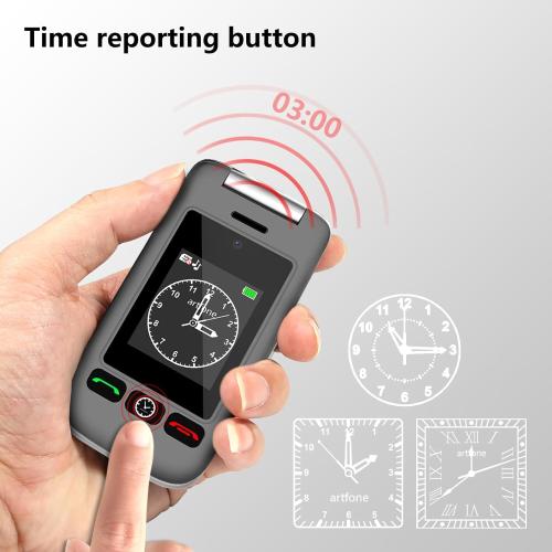 artfone G6 4G Flip Phone for Seniors⼁2.4 Dual-LCD⼁Big Button Cell Phone with SOS⼁Time Report⼁Speed Dial⼁Large Fonts⼁ 1300mAh Battery⼁USB-C Charging Dock– Grey