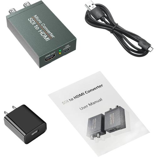 SDI to HDMI Converter with SDI Loop Out, 1080p HD-SDI / 3G-SDI/SD-SDI to HDMI Video Audio Converter, BNC to HDMI Adapter for SDI Camera Monitor Projector